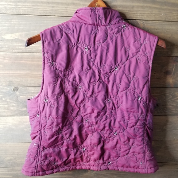 CROFT & BARROW Quilted Marron Floral  Embroidered Vest Sm PL - Picture 6 of 11